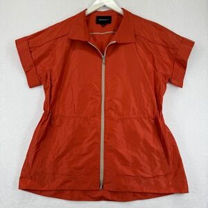 Lafayette 148 New York Orange Utility Jacket Drawstring Waist Full Zip Sz L READ